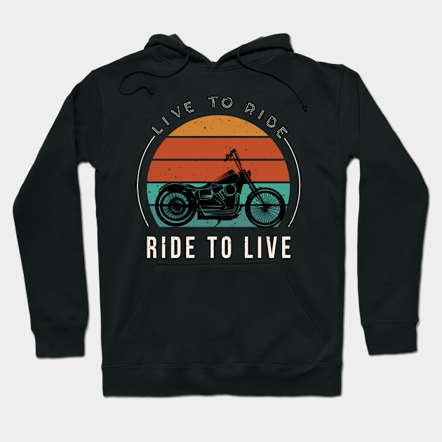 Live To Ride Vintage Motorcycle Biker Hoodie by Foxxy Merch